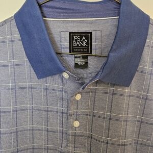 Jos A Banks Traveler 100% Cotton Blue/White Patterned Polo Shirt Size XL